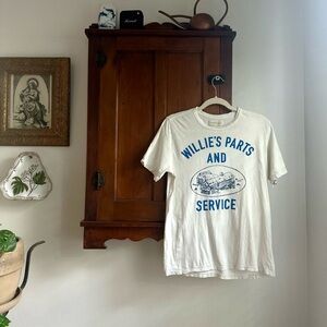 Imogene + Willie Cream Tee with Blue Print